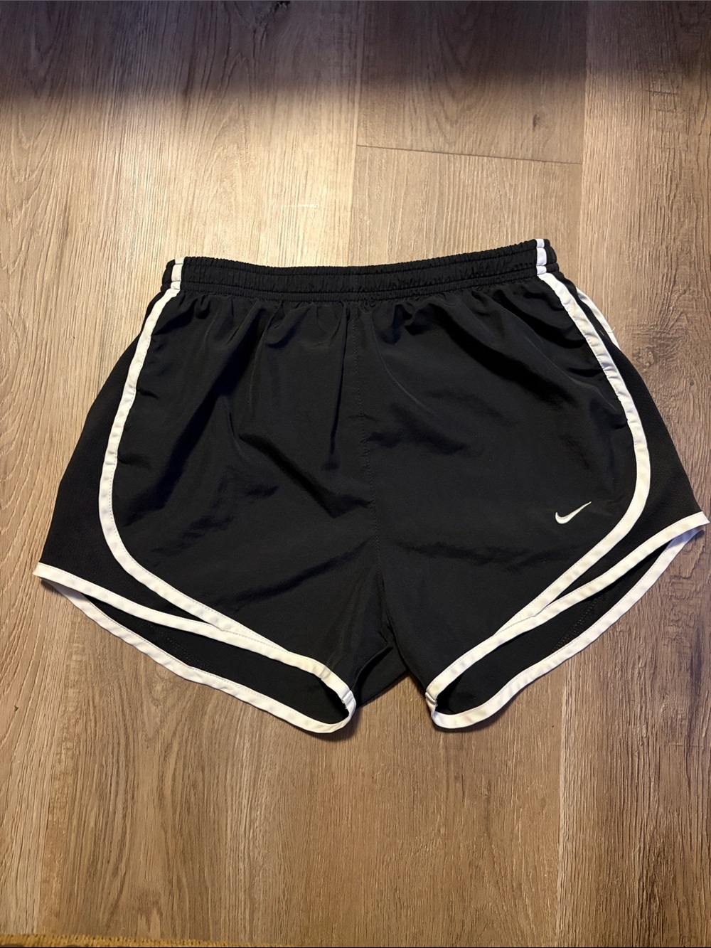 Nike Women's Black Athletic Shorts with White Piping